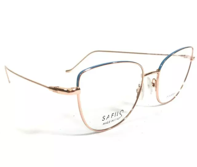 Safilo Eyeglasses Frames LINEA/T QWU Blue Pink Rose Gold Cat Eye 53-18-140 3