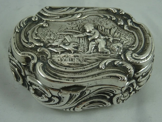 SUPERB GERMAN silver TRINKET BOX, c1880, 124gm
