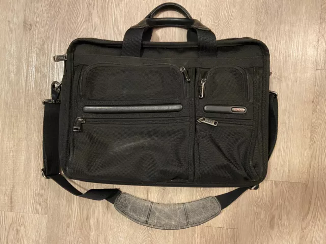 Tumi 2614D4 Ballistic Nylon Alpha Laptop Bag Briefcase Expandable Carry On Black