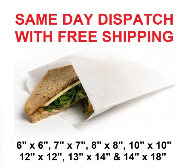 100 x Greaseproof Paper Bags White Sandwich Grocery Pastry Takeaway Storage Bag