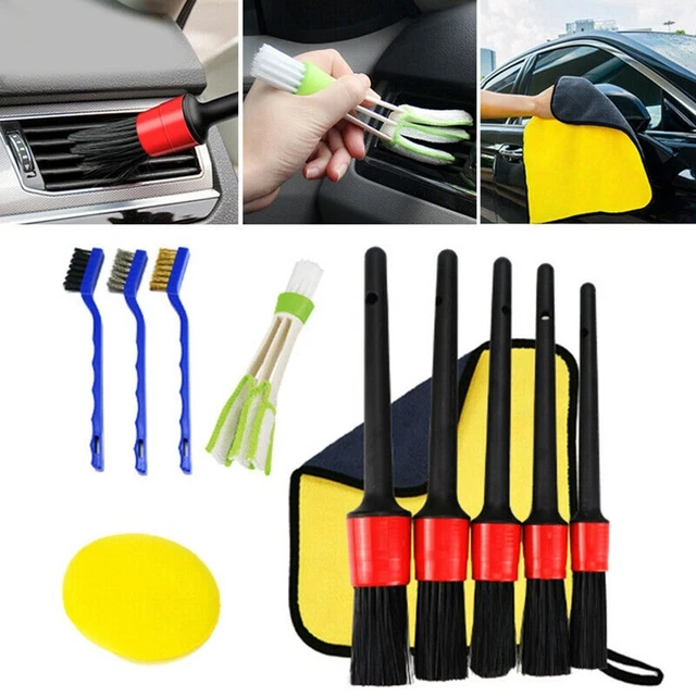 11x/set-Car Detailing Brush Kit Boar Hair Auto Interior Wheel Gap Cleaning Tools