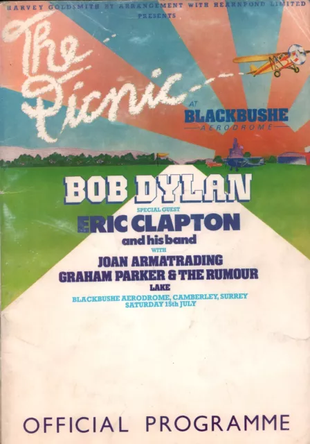 Bob Dylan / Eric Clapton 1978 Picnic At Blackbushe Uk Program Book / Ex 2 Nmt