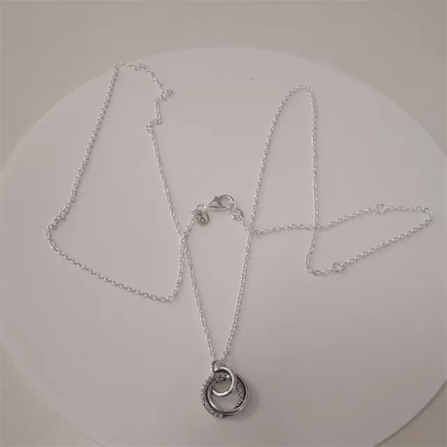 ALE S925 Silver Pandora Three-ring Pendant & Necklace