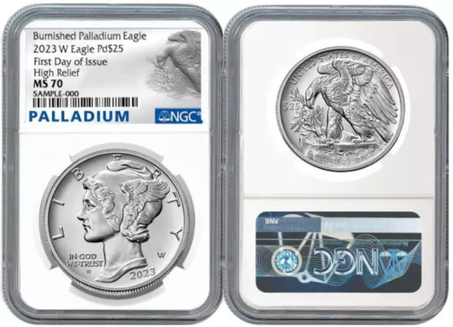 Presale - 2023 W Eagle Burnished Palladium Pd$25 Ngc Ms70 First Day Of Issue