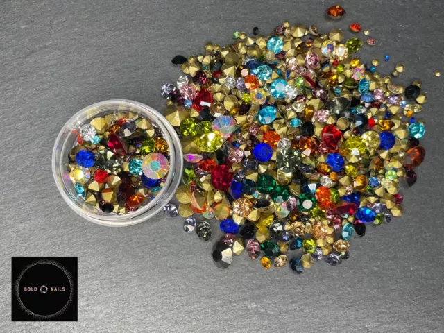 Crystal AB Rhinestones Nail Art Gems Diamante Round 3D Decoration Multi Coloured