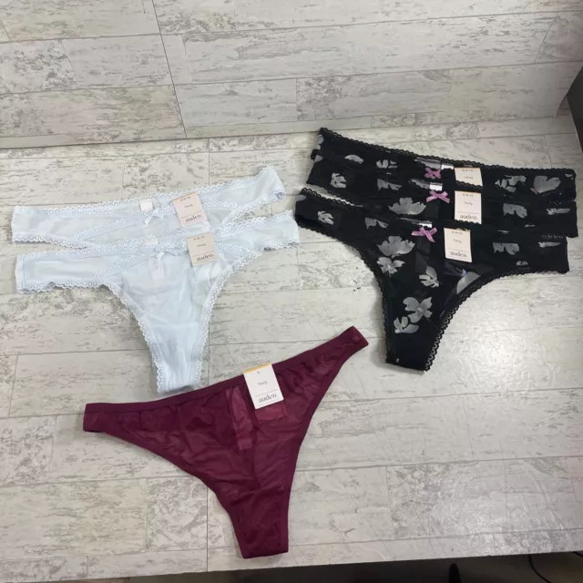 Auden Thong M (8-10) Lot of 6 Black Floral, Maroon, & Blue Women’s Intimates NEW