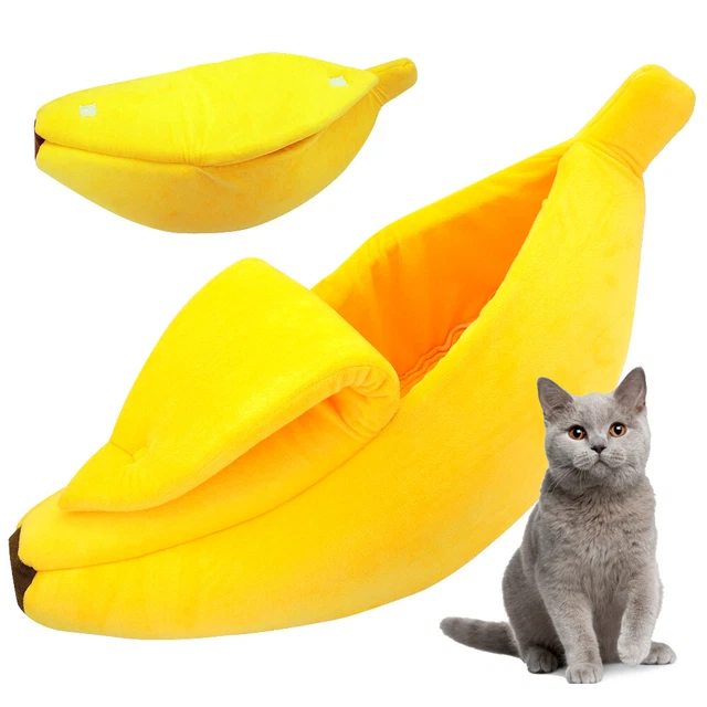 Cute Banana Cat Bed House Fleece Cozy Cat Cushion Warm Durable Portable Kennel