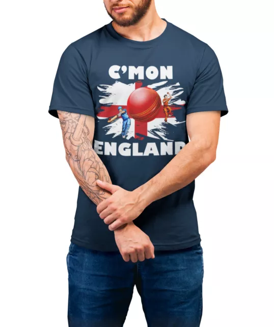 Cmon ENGLAND Cricket T-Shirt ORGANIC Eco Mens Womens Kids Jersey Kit Top Flag