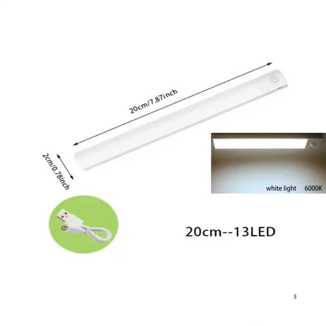 STRIP LIGHT LED PIR Motion Sensor Wireless USB Rechargeable Cabinet ...