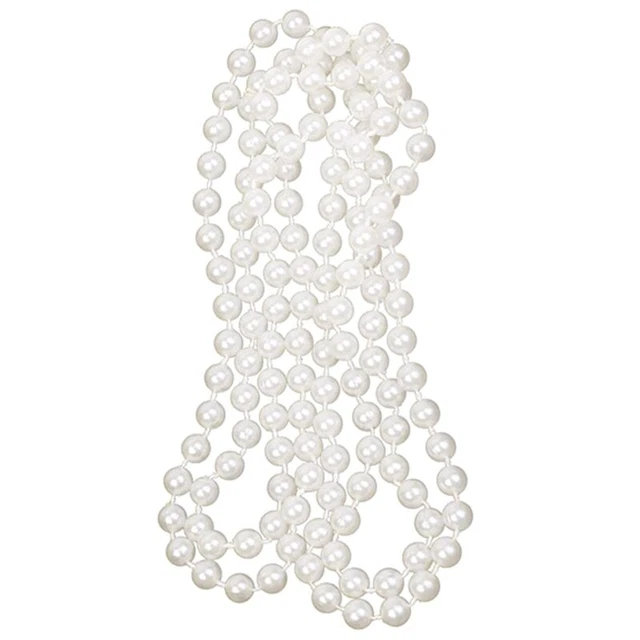 Collana Artificiale Lunga Accessorio Gioielli Bianchi per Costume Ragazza Flapper 1 L6M3