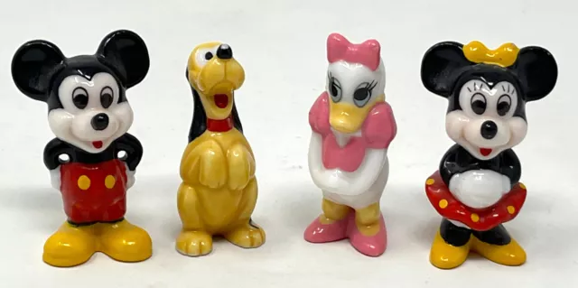 Lot Of 4 Disney Mini Porcelaine Figures - Mickey - Minnie - Pluto - Daisy