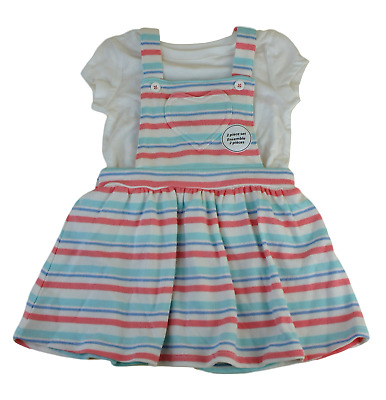 George 2in1 Baby Mädchen Playsuit Sommerkleid mit T-Shirt Kombi Set Kleid Tshirt