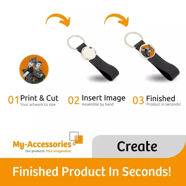 Leerer Metall Foto Schlüsselring mit Silikonschlaufe 25 mm runder Einsatz - Geschenke & Promo 2