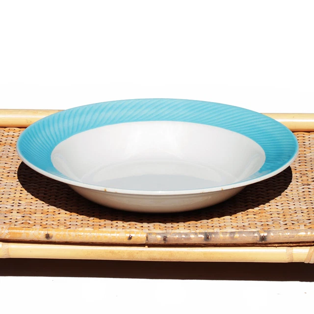 Grand Plat Creux Vintage Badonviller - Faïence Blanche Et Bleue, Superbe état