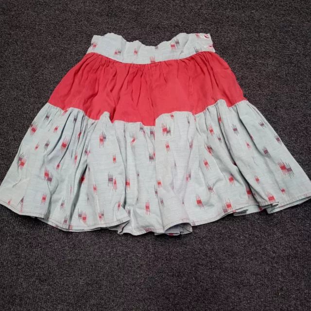 Vintage Girls Skirt Red Gray Ruffled 1950s - 1960s 10 " Waist Doll Costume