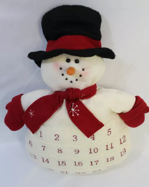 Snowman Plush Pillow Advent Pocket Calendar Countdown to Christmas 20" Holiday