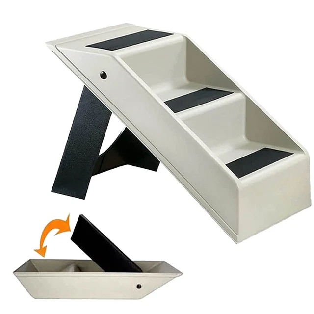 Folding Pet Stairs Puppy Dog Foldable Steps Bed Sofa Car Ramp Strong White