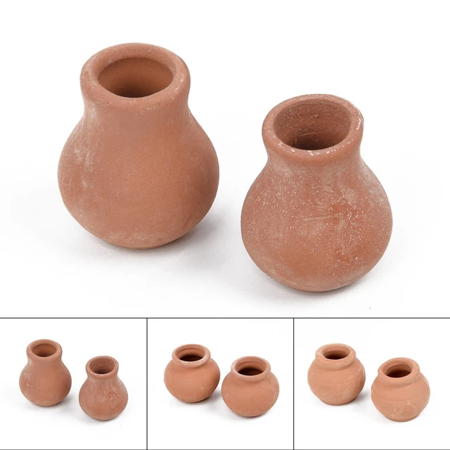PFLYPF Mini Pots De Fleurs Artificielles – Décoration Maison De Poupée 1:12 – 14 Plantes + Arrosoir Et Seau – Résine Et PVC – Vert