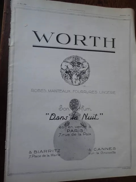 WORTH parfum+ YALE + BARCLAY + VICHY + HATOT  publicité papier ILLUSTRATION 1926