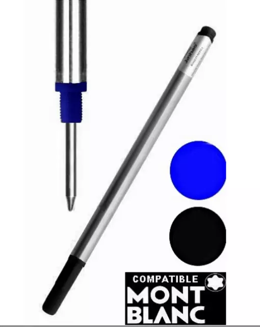 Recharge Cartouche Rollerball Pour Mont Blanc Taille Medium 110 mm Noir Ou Bleu