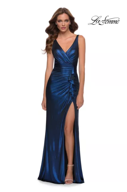 La Femme 29759 Long Gown Dress Womens Size 8 Blue New