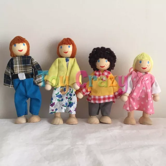 Fun Factory Wooden Dolls Poseable White Family Doll Set 3