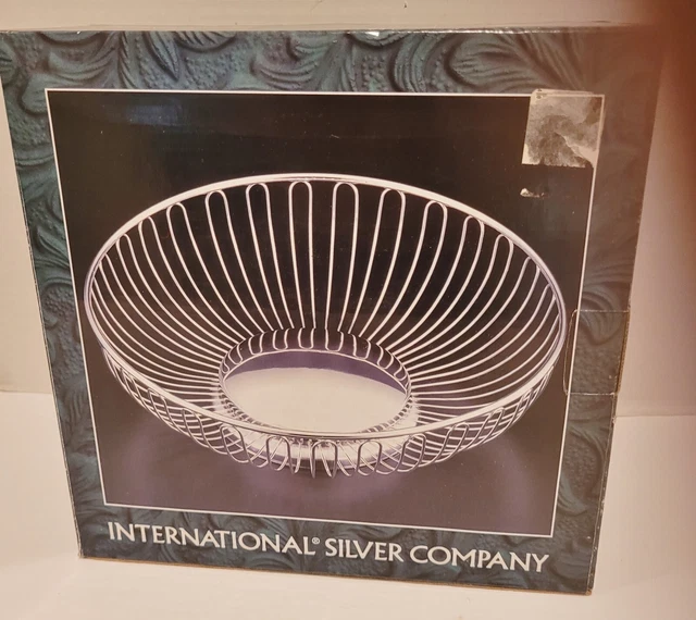 Vtg International Silver Plated Round Wire Fruit/Bread Basket #99110621~10"~Nib