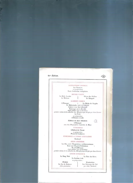 THE STRANGER - Roman. - Camus Albert - 1948 nrf gallimard $378.42 ...