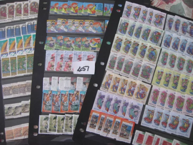 BULK 3 PAGES of USED AUSTRALIAN STAMPS Lot 451. OFF PAPER. SETS WHEN AVAILABLE.