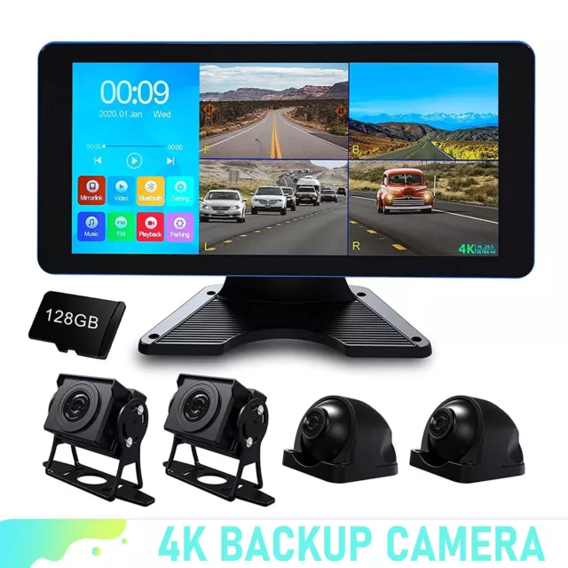 128G Dash Cam 4K 4AHD Recording in Car DVR Camera Playback 10.36" for Truck Van