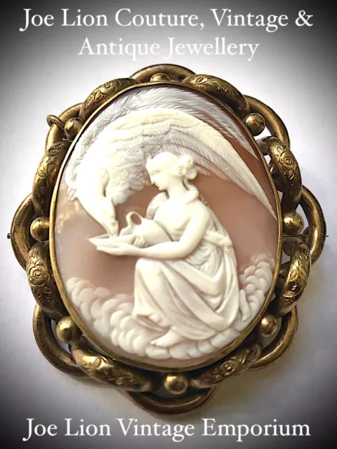 Large Antique Pinchbeck Gold Cameo Pin / Brooch