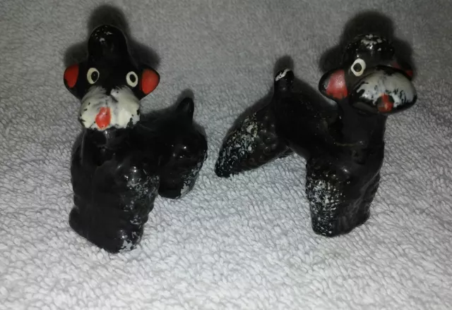 Ceramic Black Poodle Figurines 2.5" Dogs 1950's Puppies Standard Toy Small