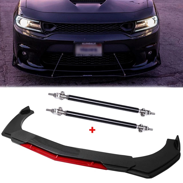 CARBON FIBER FRONT Bumper Lip Spoiler Splitter +Strut Rods For Dodge