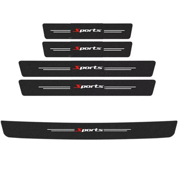 5x Car Scuff Plate Carbon Fiber Look Door Sill Cover Panel Step Protector Guard