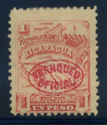 Nicaragua 1897 Mi. 82 Neuf * MH 100% surimprimé FRANQUEO OFICIAL, 1 P