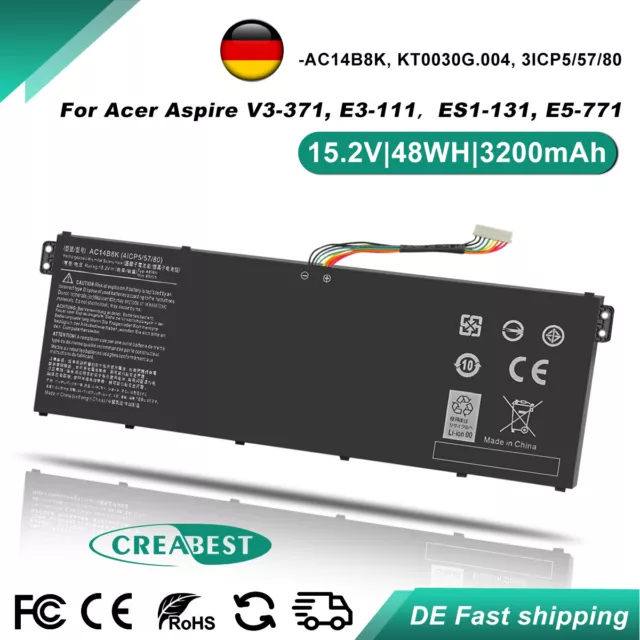 3200mAh AC14B8K Akku Für Acer Aspire E5-731G E5-711 V3-371 V5-122P 132P KT.0040G