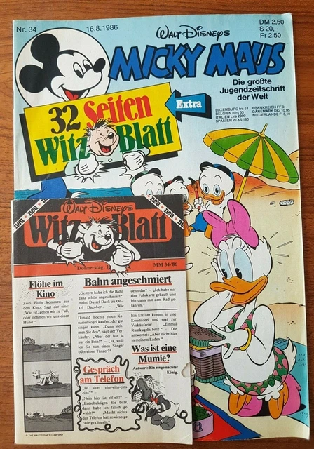 Micky Maus 1986 / Heft Nr.34 /  -mit Beilage Witz Blatt-