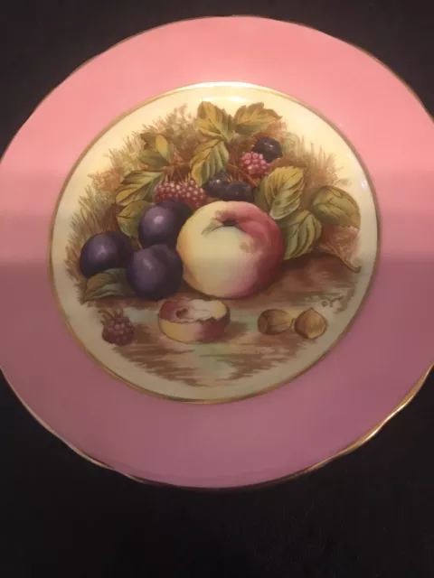 Aynsley Orchard Gold Pink Border Plate Signed D Jones