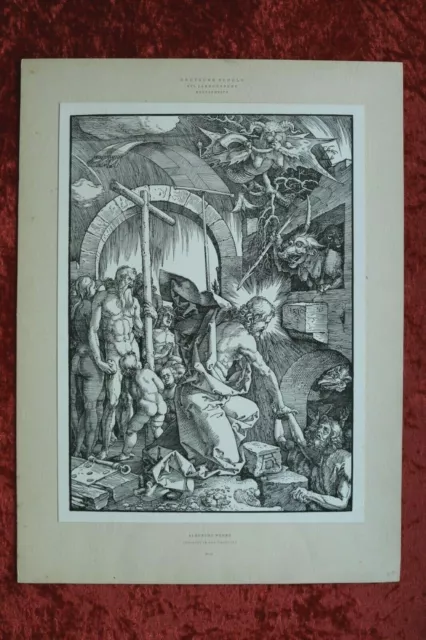 M-IX) Holzschnitt Albrecht Dürer 1898 Christus i Vorhälle Reichsdruckerei Berlin