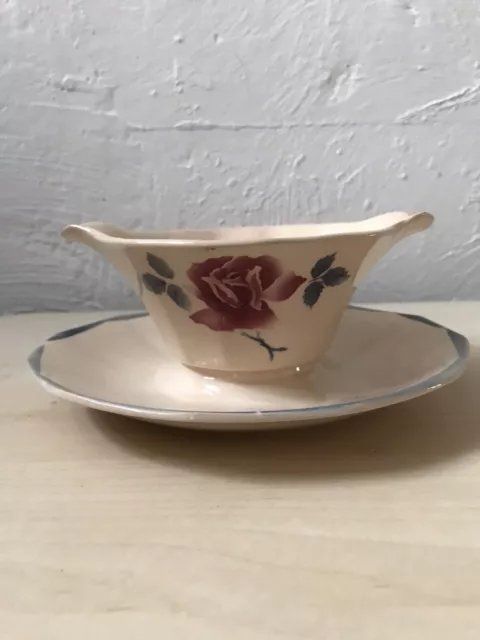 French Vintage Digoin Sarreguemines Ceramic Gravy Boat/Sauce Dish