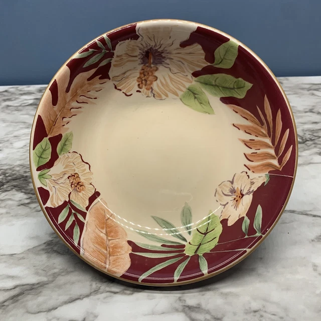 4pc Home Trends Tropical Hibiscus Pasta Soup Bowls BAMBOO PALM