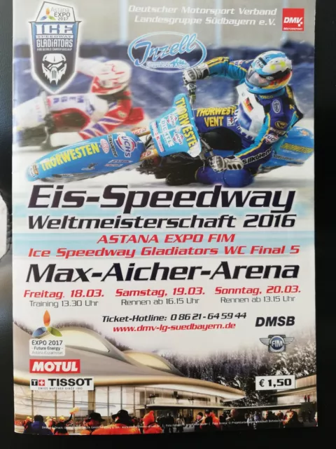 2016 FIM Ice Speedway Racing finals 9+10 programme Inzell
