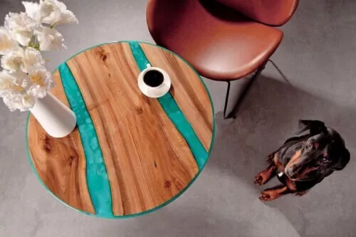 21" Epoxy Resin Coffee Table Top / Epoxy Wooden Table Top Handmade Art Furniture