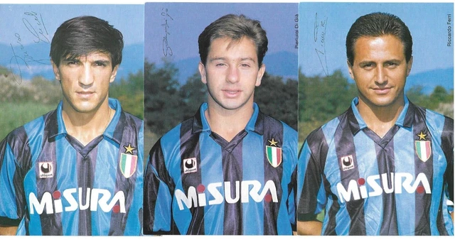S2) N.5 foto cartoline a colori calciatori Inter - non viaggiate