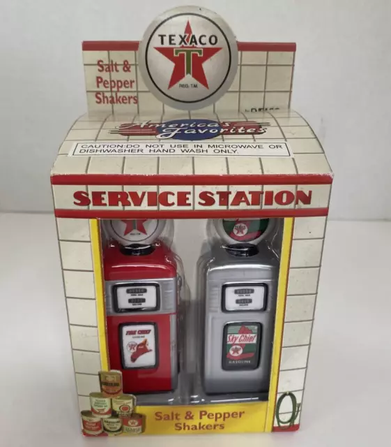 Texaco Salt Pepper Shakers Fire Chief Sky Chief Enesco In Box