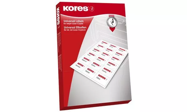 Kores Universal Etiketten weiß 70 x 37 mm 100 Blatt 2400 Etiketten Labels Druck