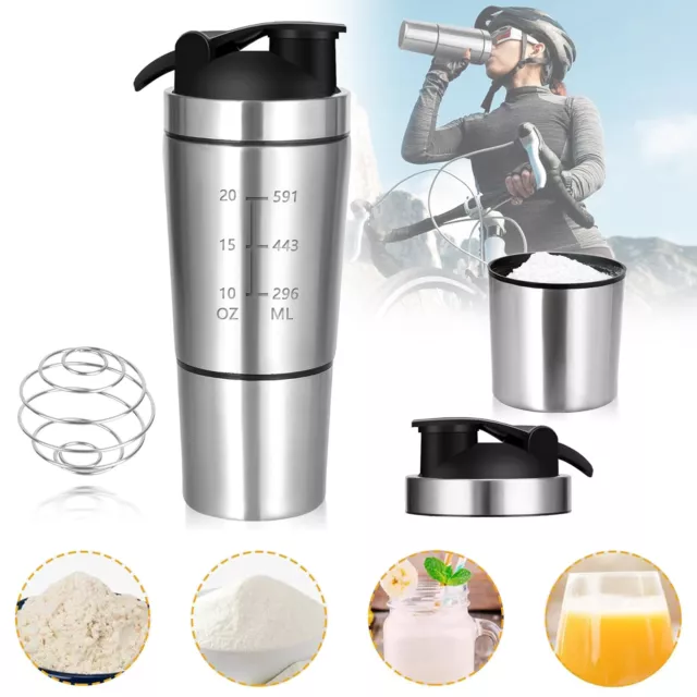 Stainless Steel Protein Shaker Protien Blender Milk Shake Drink Bottle Cup Mixer