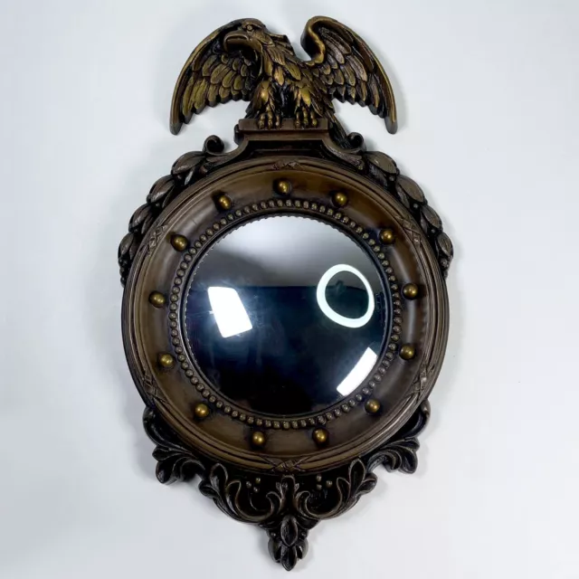 Vintage Federal Regency Mirror Wall Decor Eagle Porthole USA Convex Homco 12.75"