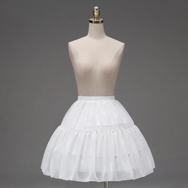 Girl 2 Hoop Skirt Crinoline Petticoat Chiffon Lolita Short Half Slip Underskirt