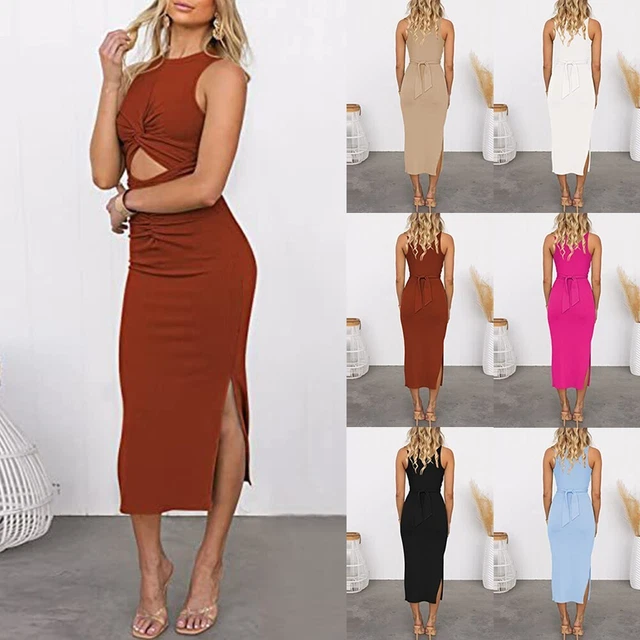 Robe taille haute de couleur unie